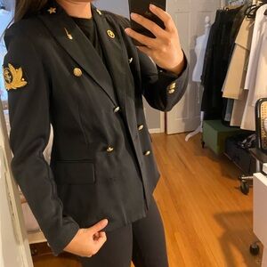 Women's Black or a very very dark blue Blazer with Gold Accents